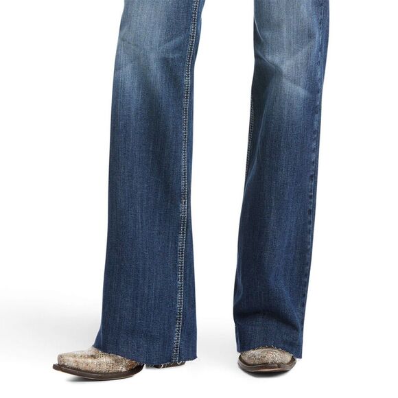 Ariat Jeans Wide Leg NWT Tag Sz 34L Womens Mid Rise Trouser Raw Hem Anabelle - Picture 4 of 12